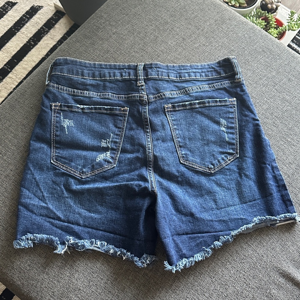 KanCan Dark Blue Distressed Jean Shorts - Picture 5 of 5